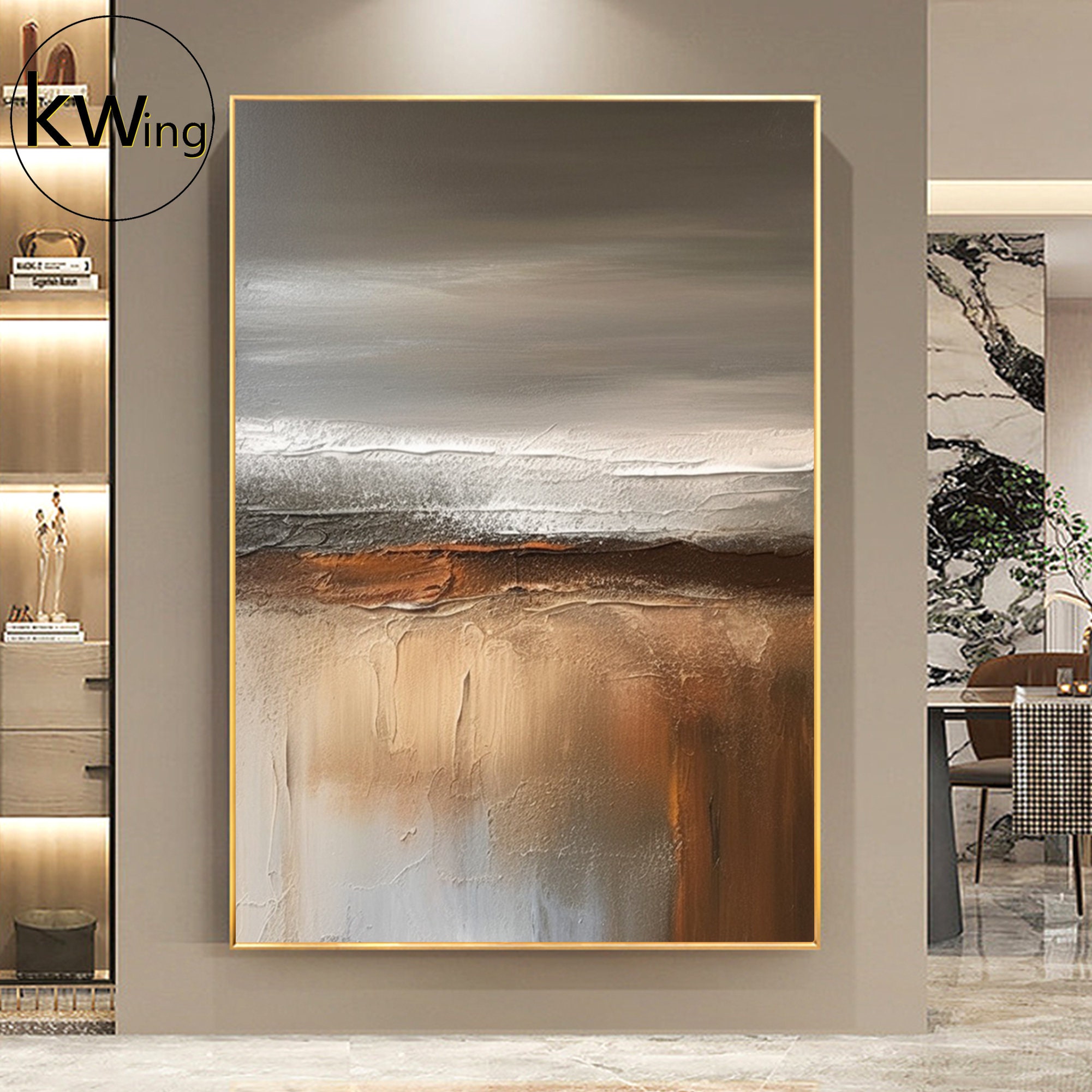 Large Gray and Brown Abstract Painting,modern Brown Landscape Abstract Art,wabi-sabi Painting ...