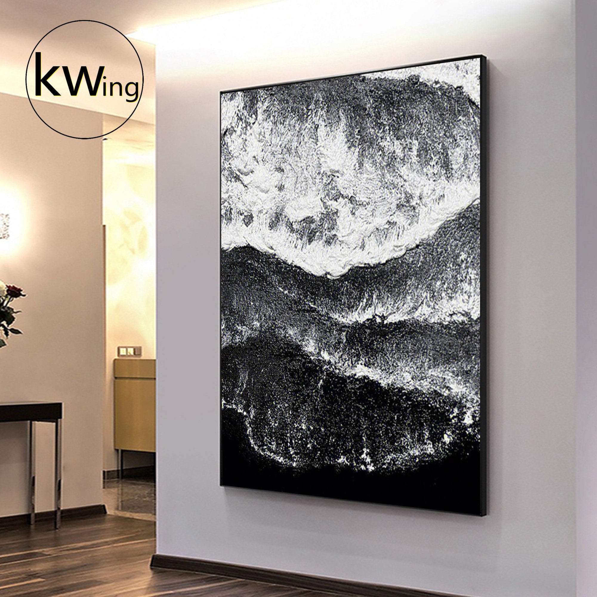 Black and White 3D Wall Art Texture Canvasblack and White Etsy