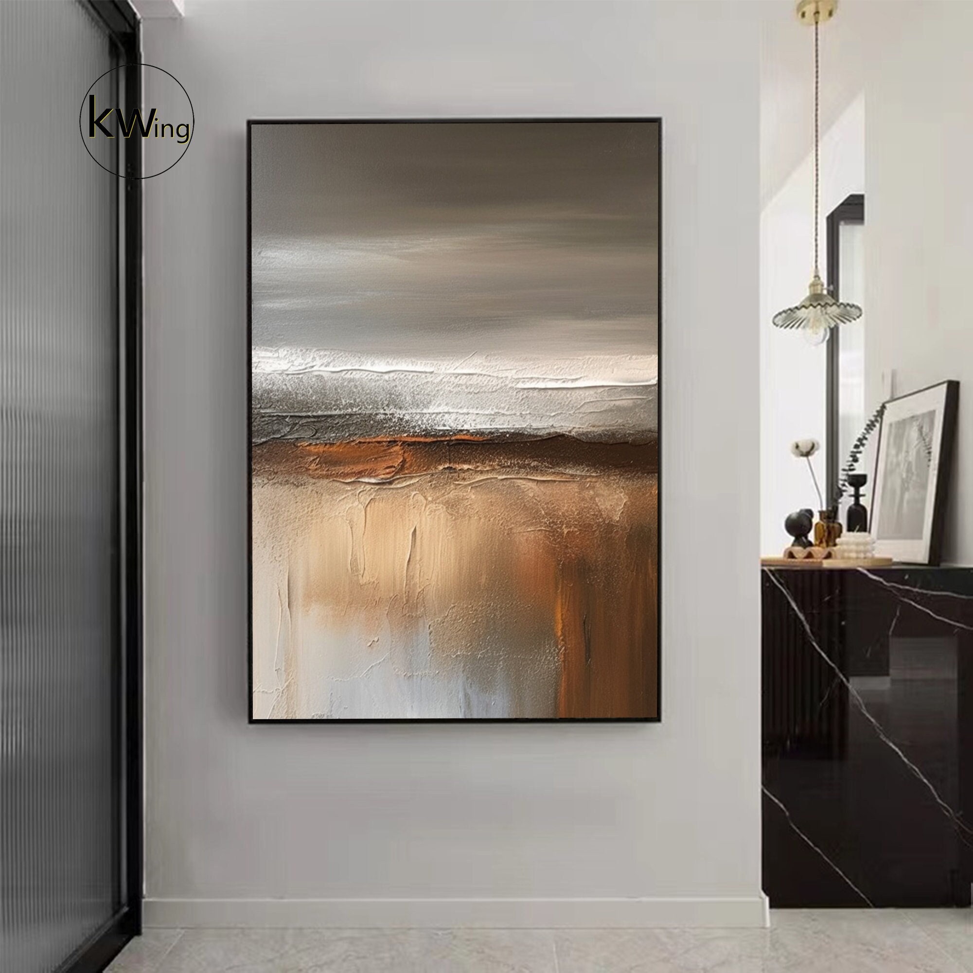 Large Gray and Brown Abstract Painting,modern Brown Landscape Abstract Art,wabi-sabi Painting ...
