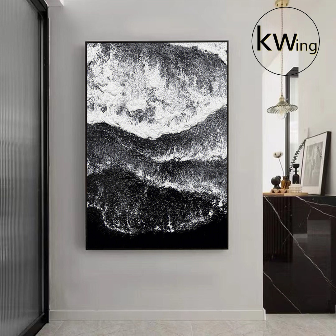 Black and White 3D Wall Art Texture Canvasblack and White Etsy