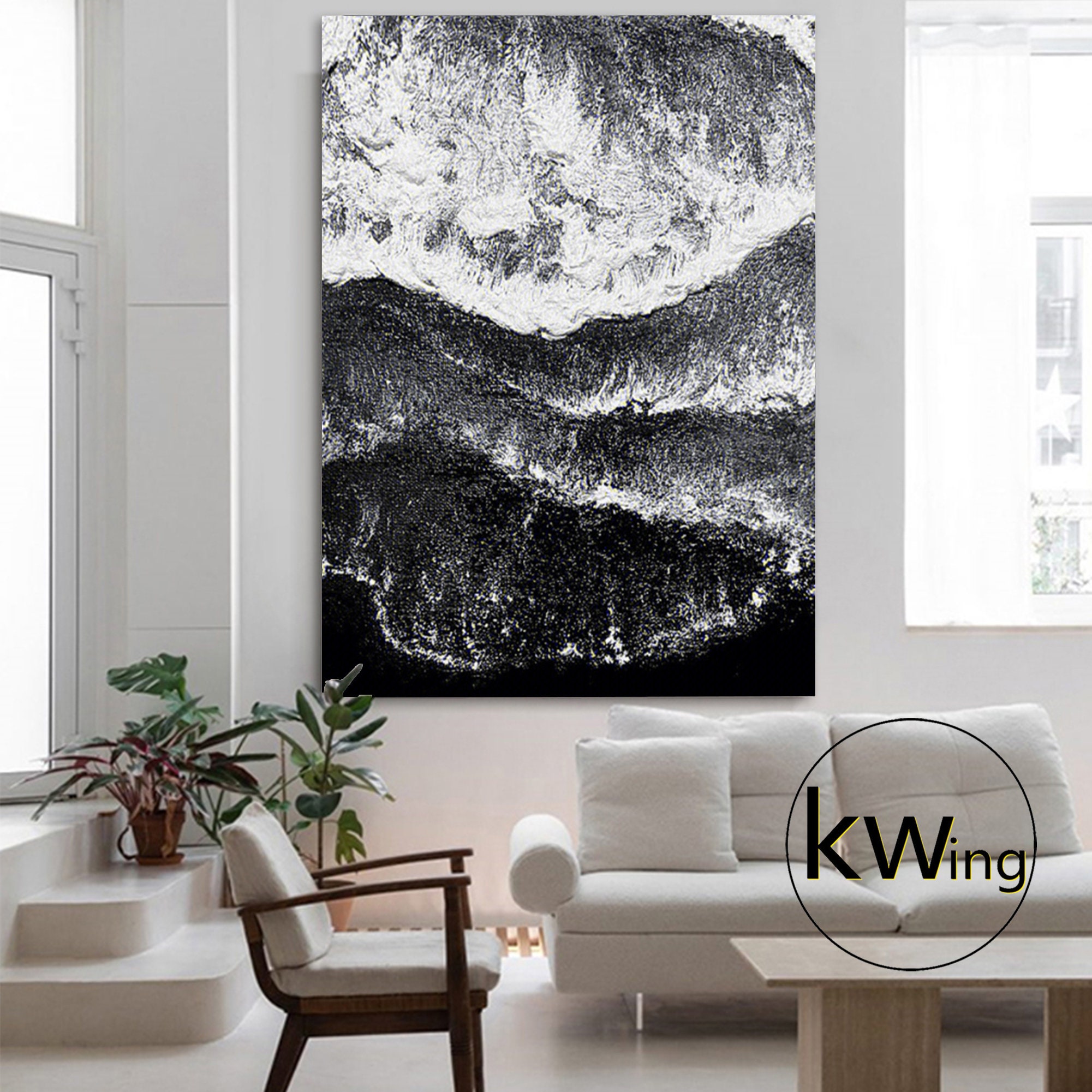 Black and White 3D Wall Art Texture Canvasblack and White Etsy