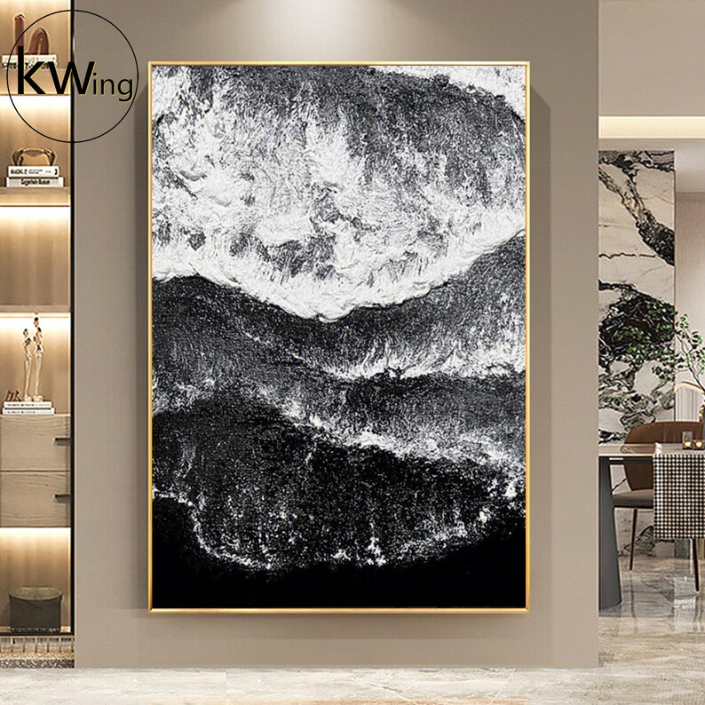 Black and White 3D Wall Art Texture Canvasblack and White Etsy