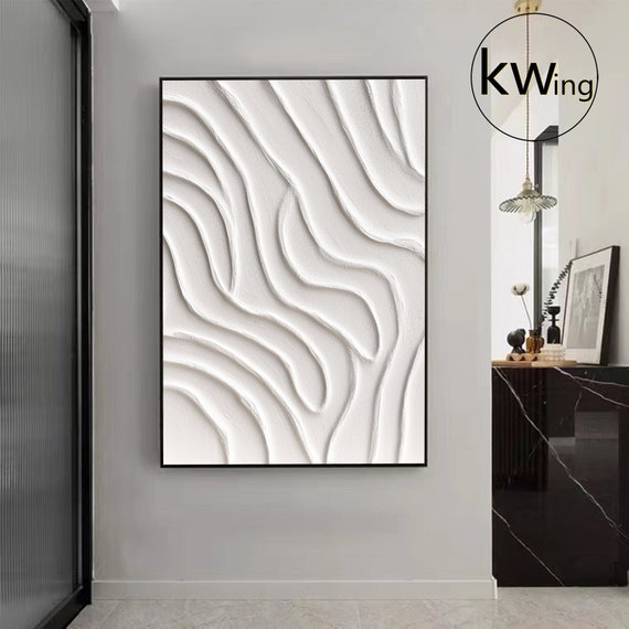 Black and white 3D textured canvas painting Heavy textured acrylic painting  3D plaster art