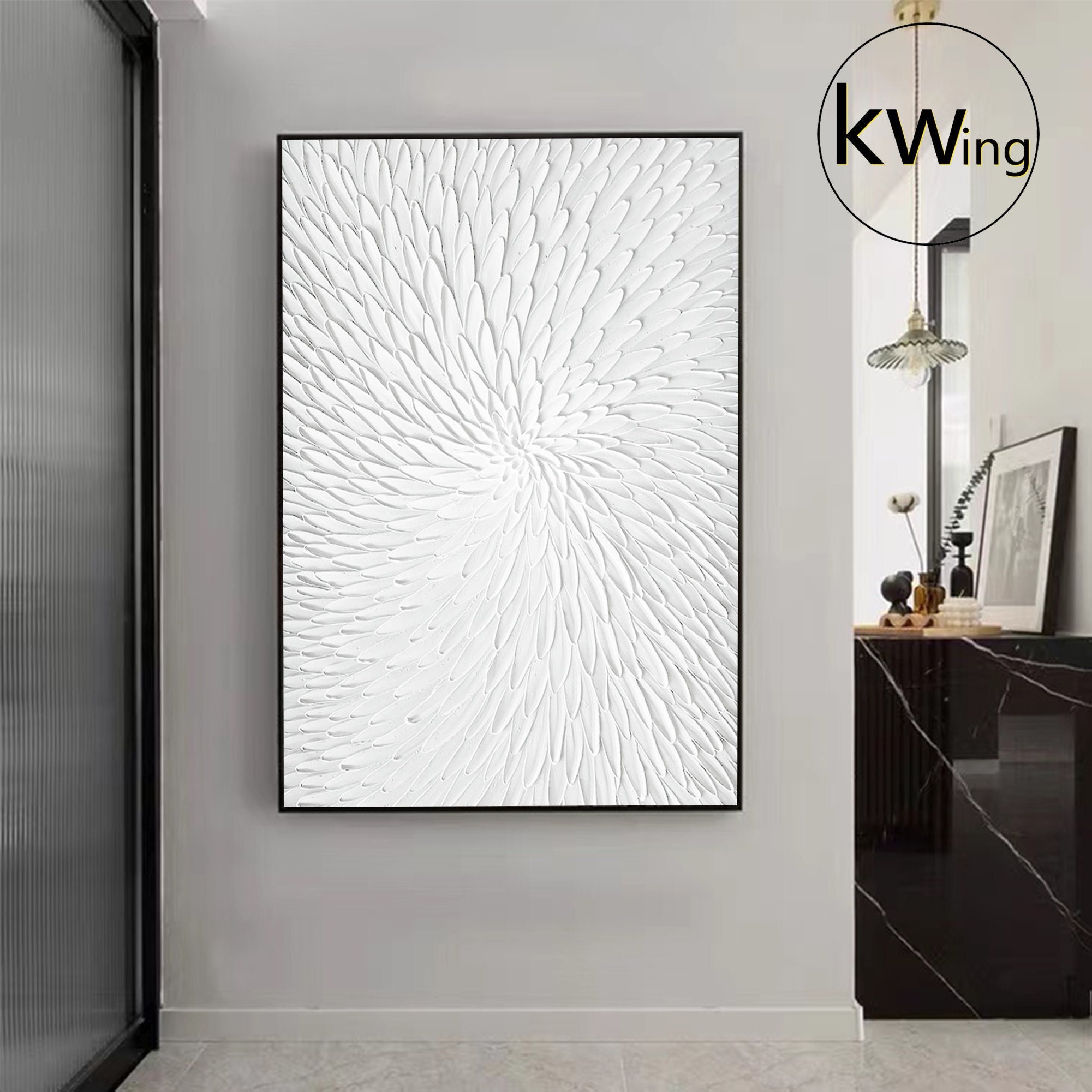 Large White Wall Artwhite 3D Texture Artabstract Artwhite Etsy