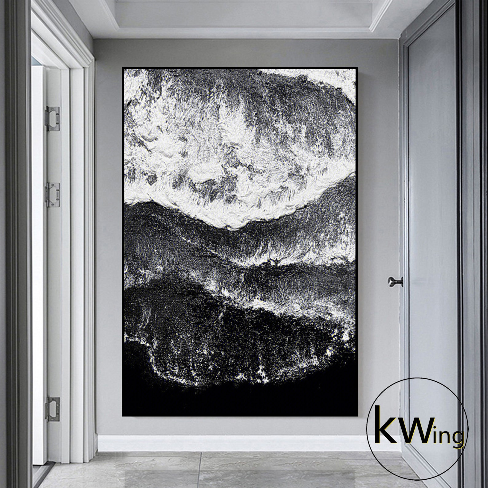 Black and White 3D Wall Art Texture Canvasblack and White Etsy