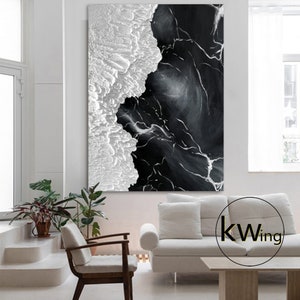 Black Andwhite Thick Texture Paintingwhite Textured Wall - Etsy