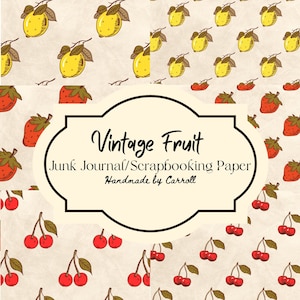 Papiers indésirables, téléchargement numérique, papiers imprimables, papier de scrapbooking, papier collage, fruit vintage - citron, cerise, fraise 24 pages