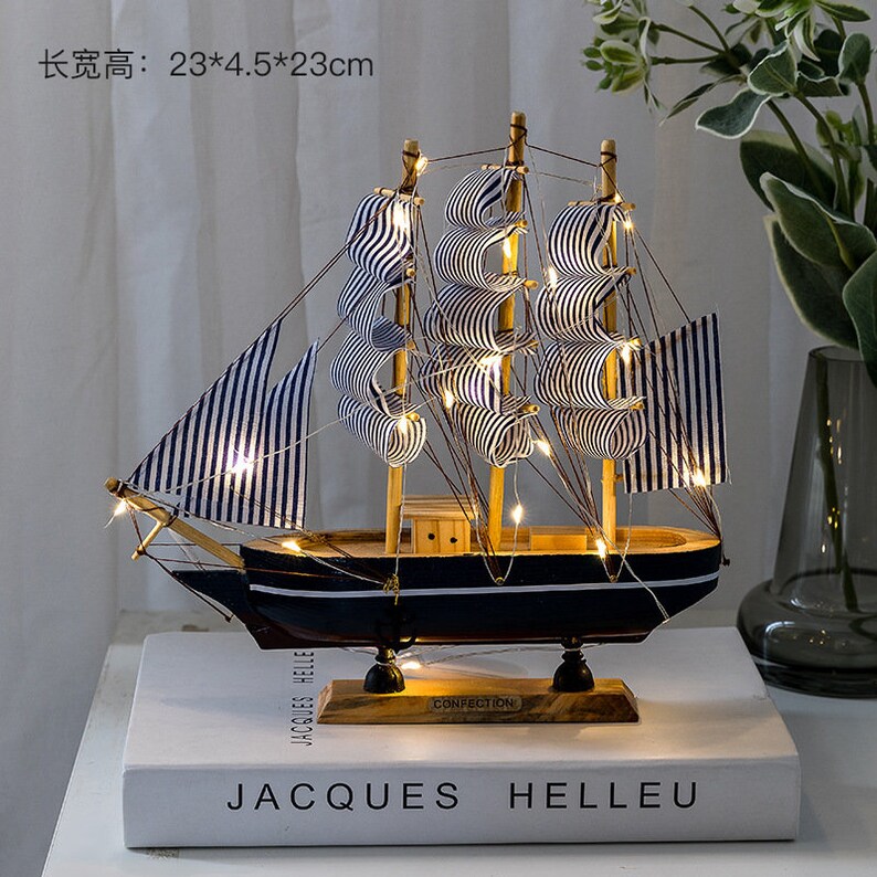 079wooden Sailing Sailboat Model Office Living Room Crafts Etsy
