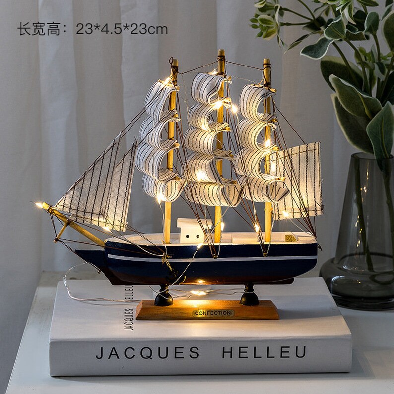 079wooden Sailing Sailboat Model Office Living Room Crafts Etsy
