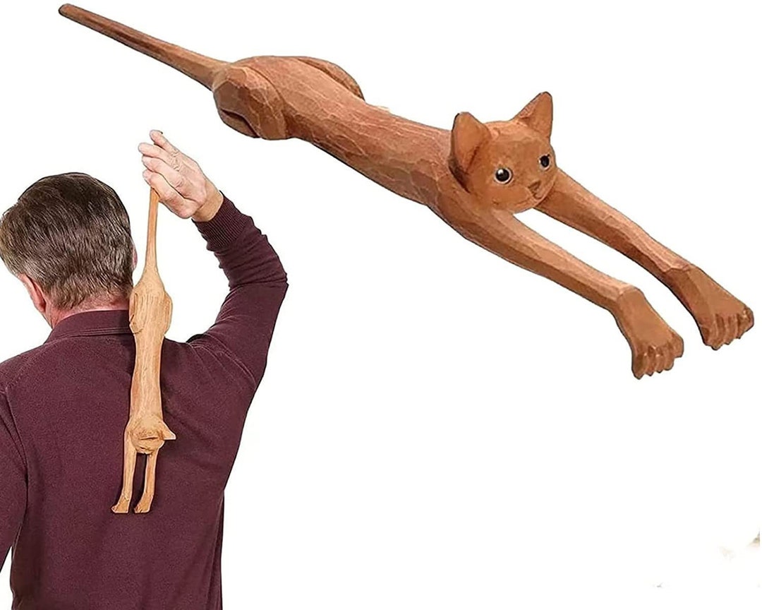 003cat Back Scratcher Long Handle Back Rake Wooden Etsy