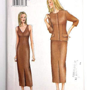 Uncut Vogue Sewing Pattern 7230: Empire Waist Dress & Jacket Size 8-12