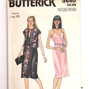 Robe portefeuille et veste Butterick non coupées Taille 10 Buste 32,5" Patron de couture 3640