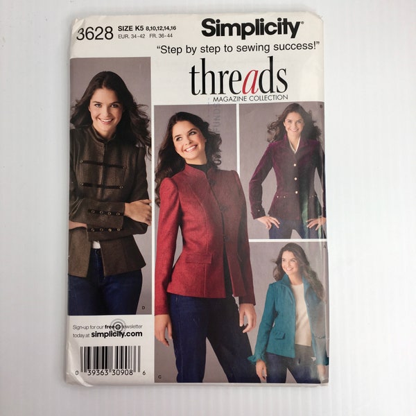 Simplicity Misses' Jacket with Front and Sleeve Variations Size 8 to 16 UNCUT Sewing Pattern 3628