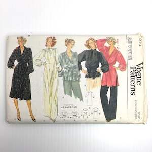 Vintage 1970s Vogue Loose-fitting Pullover Dress or Top with Collar Variations Size 12 Bust 34&quot; Sewing Pattern 9954