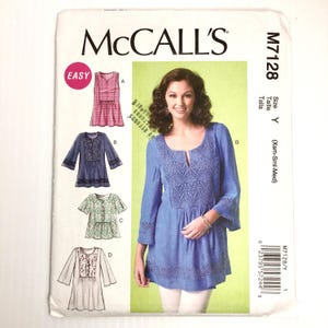 McCall's Peasant Tops Tunique Shirt Taille Xsm Sml Med Patron de couture M7128