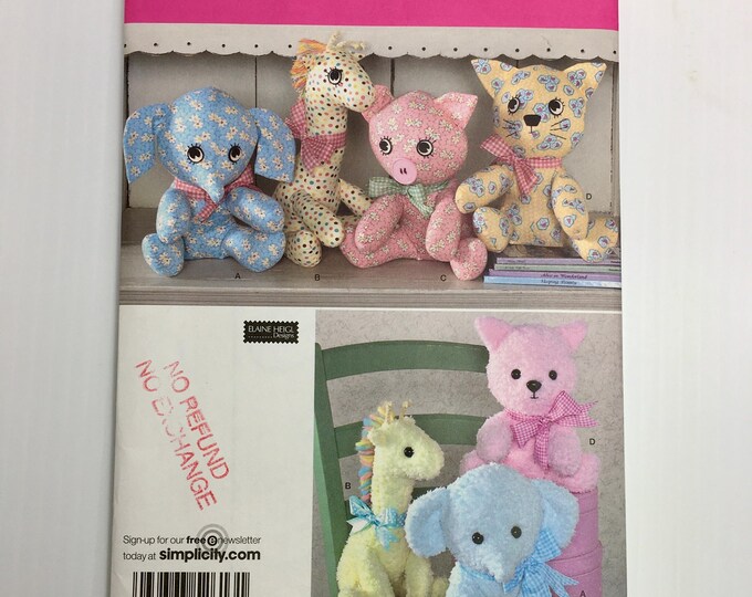 Simplicity 2613 Cute Stuffed Animal Sewing Pattern for Children and ...