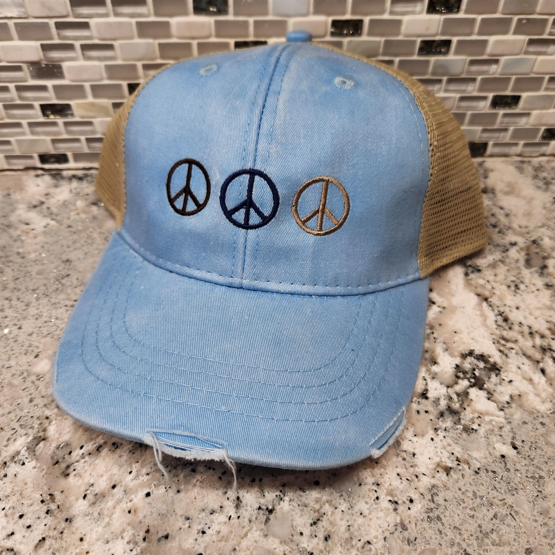Peace Sign Caps Peace Cap - Peace Symbol -embroidered Cap - Etsy