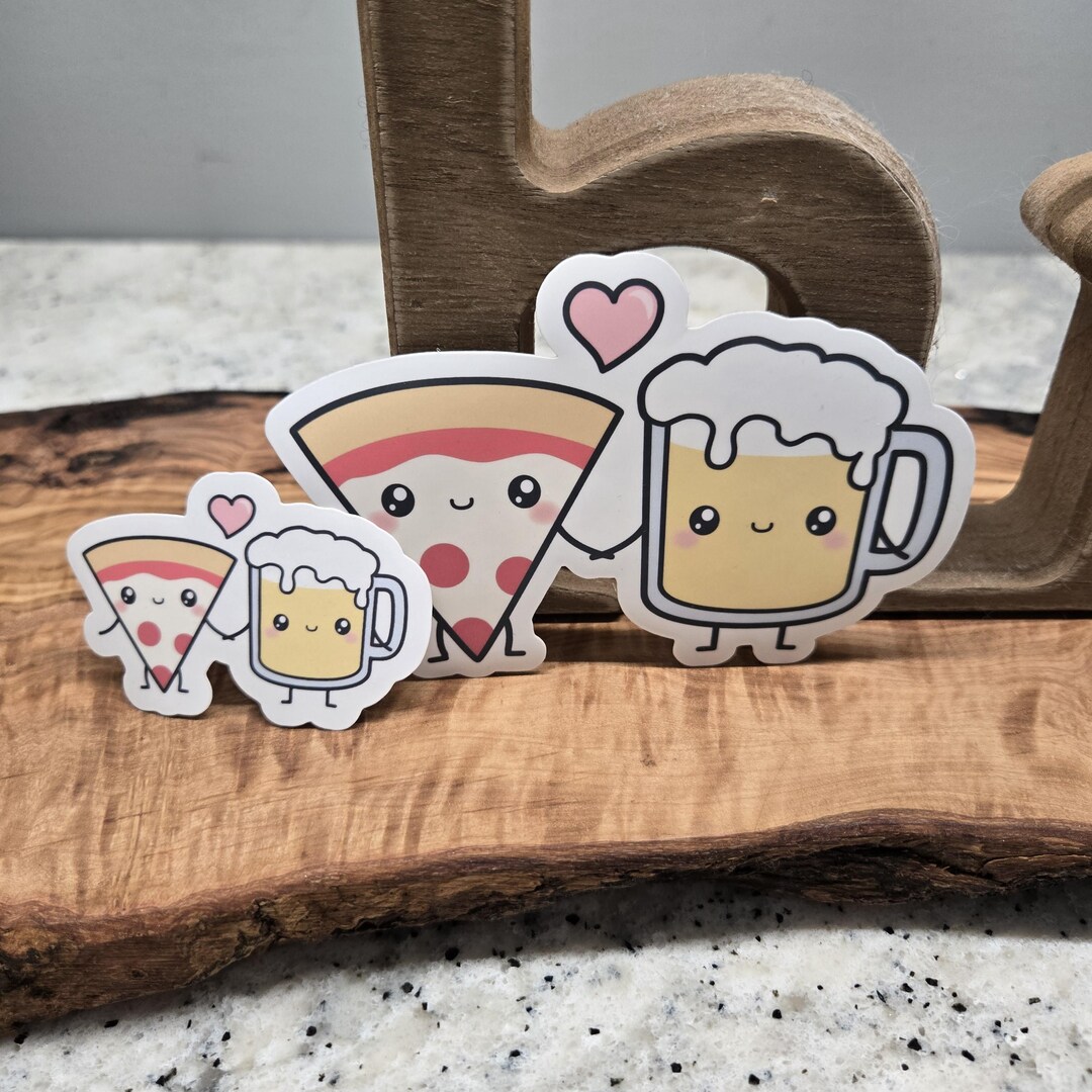 Pizza & Beer Stickers - 2 Sizes - Kawaii Stickers - Etsy