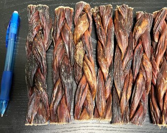 GULLET BEEF THICK Braids Stinky Sticks Dog Chews 6”