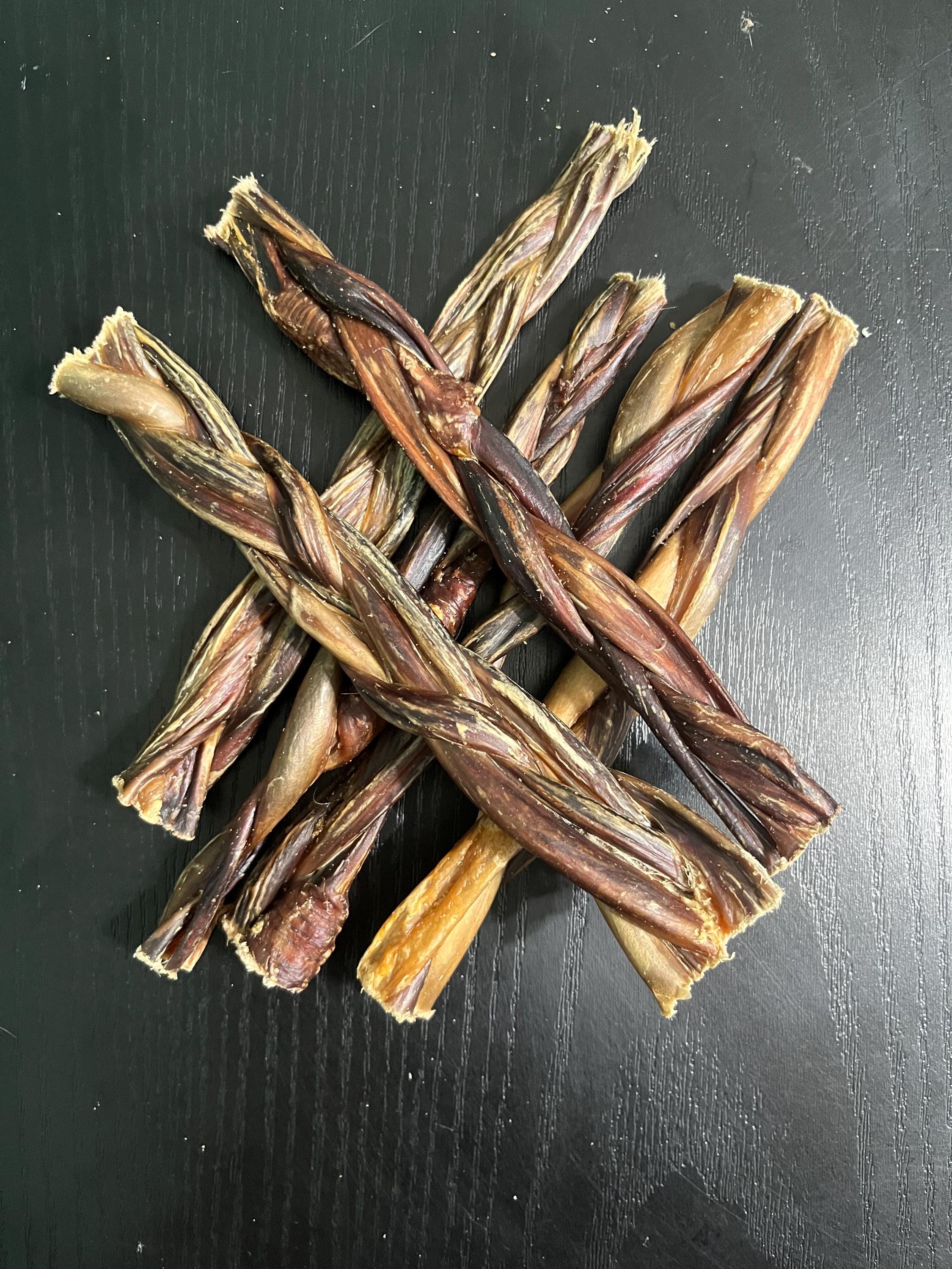 Braided Pork Pizzle Dog Chews: Long Lasting Bully Sticks (5-6" Small Dogs)
