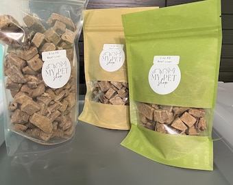 BEEF Liver Freeze Dried Raw Smells Delicious Large Diced Break Into Smaller Pieces