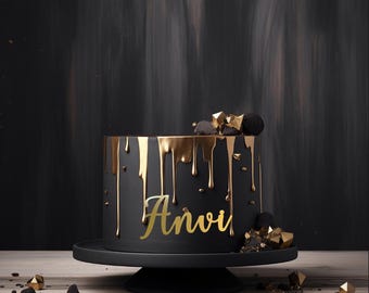 Personalized Metallic Gold Cardstock Cake Charm