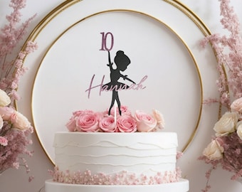 Ballerinataarttopper, aangepaste ballerinataarttopper, verjaardagstaart ballerina naam en leeftijd taarttopper, naam en leeftijd taarttopper.