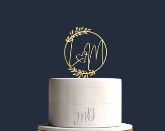 Custom Initial Cake Topper, Glitter Cardstock, Wedding, Engagement