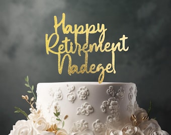 Personalized Retirement Cake Topper: Glitter Celebration Decor