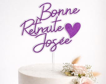 Bonne Retraite Cake Topper, Custom Retirement Cake Topper, French Retirement Cake topper.