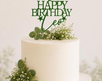 Personalized Glitter Birthday Cake Topper, Custom Name Party Decoration