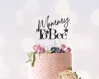 Mommy To Bee Glitter Cake Topper, Baby Shower Decor