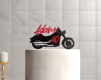 Custom Motorcycle Cake Topper, Name and Age Bike Cake Topper, Motorcycle Birthday decorations, Motocross Cake Topper.