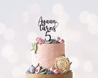 Personalized Glitter Cake Topper: Name & Age, Birthday Party Decor