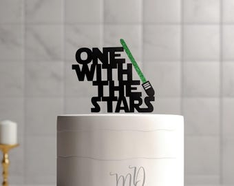 First Birthday Cake Topper, Galaxy Theme, Glitter Black