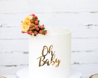 Adorno metálico para tarta Oh Baby, para baby shower