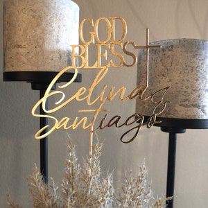 God Bless Cake Topper, Baptism Cake Topper, Custom Baptism Cake Topper.