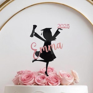 Graduation Cake Topper, Custom Graduation Sign, Custom Graduation Topper, Personalized Grad Sign, Girl Graduation Party Decor.