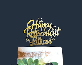 Custom Retirement Cake Topper: Personalized Party Decor