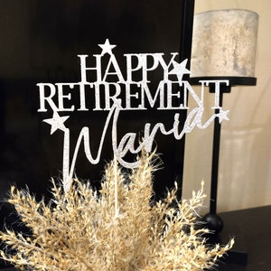 Happy Retirement Cake Topper, Custom Retirement Cake Topper, Personalized Retirement Topper, Retirement Cake Topper.