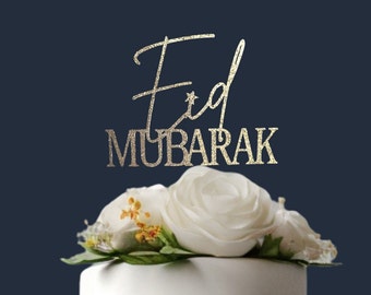 Eid Mubarak Cake Topper, Metallic Cardstock Decoration