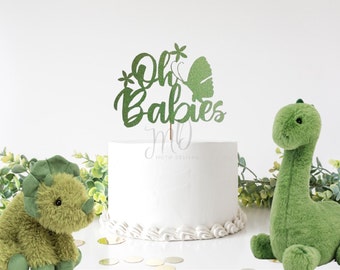 Oh Babies Glitter Cake Topper, Twins Baby Shower