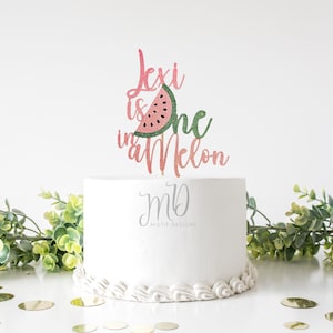 Watermelon Cake Topper, Watermelon Birthday Topper, Custom Watermelon 1st Birthday, First Birthday Topper, One in a Melon Topper.