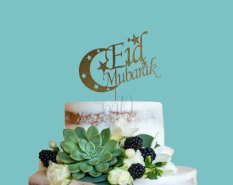 Eid Mubarak Glitter Cake Topper, Celebration Decor