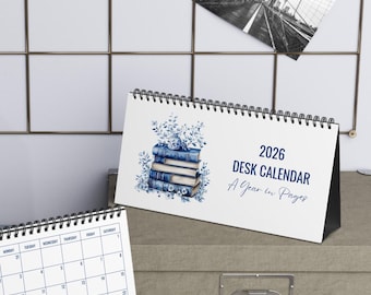 2026 Book Lover Desk Calendar, Reading Quotes, Minimalist Design