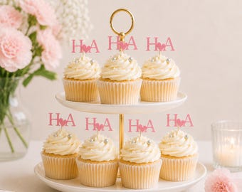 Personalized Initial Cupcake Toppers, Custom Monogram Cupcake Picks, Wedding Cupcake Toppers,  Bridal Shower, Engagement Party.
