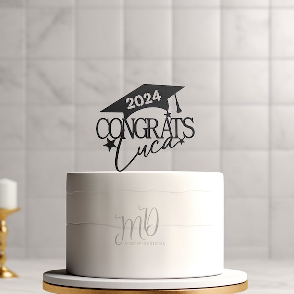 Nom personnalisé de décoration pour gâteau, décoration de gâteau avec prénom personnalisé, décoration de gâteau avec prénom félicitations, décoration de gâteau de remise des diplômes.