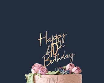 Gelukkige 40e taarttopper 40e verjaardag decoratie taarttopper Verjaardag middelpunt, aangepaste leeftijd taarttopper