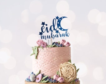 Eid Mubarak Cake Topper, Glitter Cardstock, Eid Party Decor