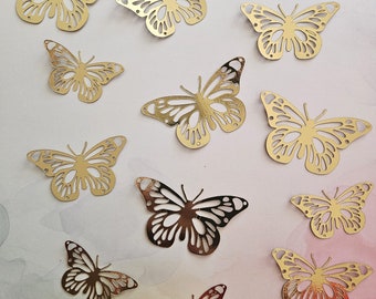 Metallic Gold Butterflies, Cake & Party Decorations, Set of 12